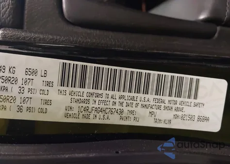 2017 Jeep Grand Cherokee Altitude 4X4 z USA, uszkodzony, nr VIN 1C4RJFAG4HC767430